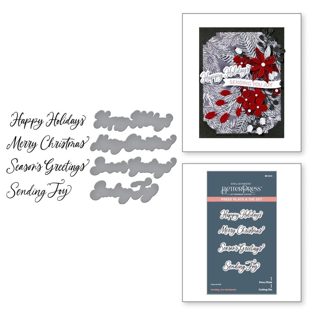 Spellbinders Press Plate & Die Set - Sending Joy Sentiments