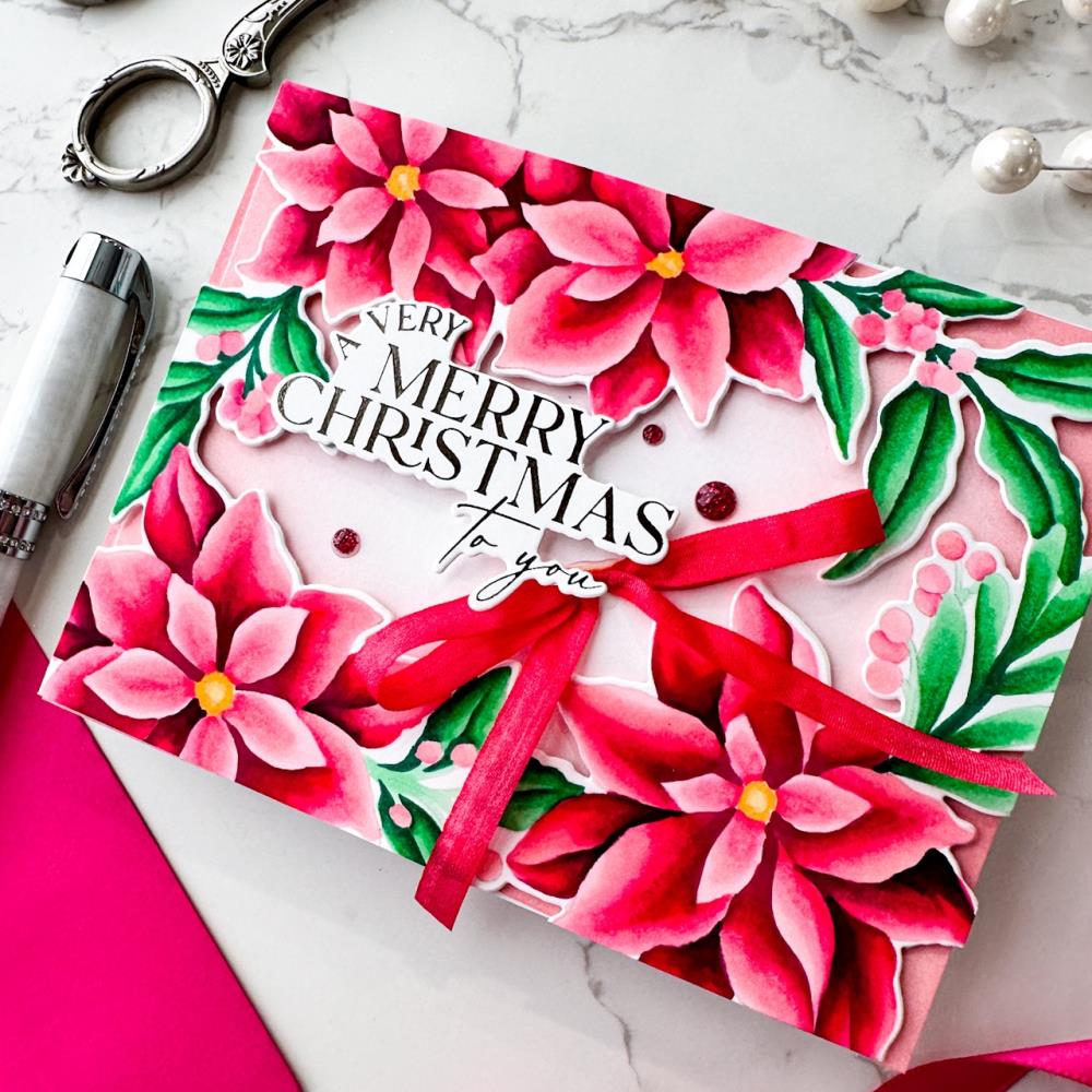 Pinkfresh Studio Cling Stamp - Poinsettia Frame