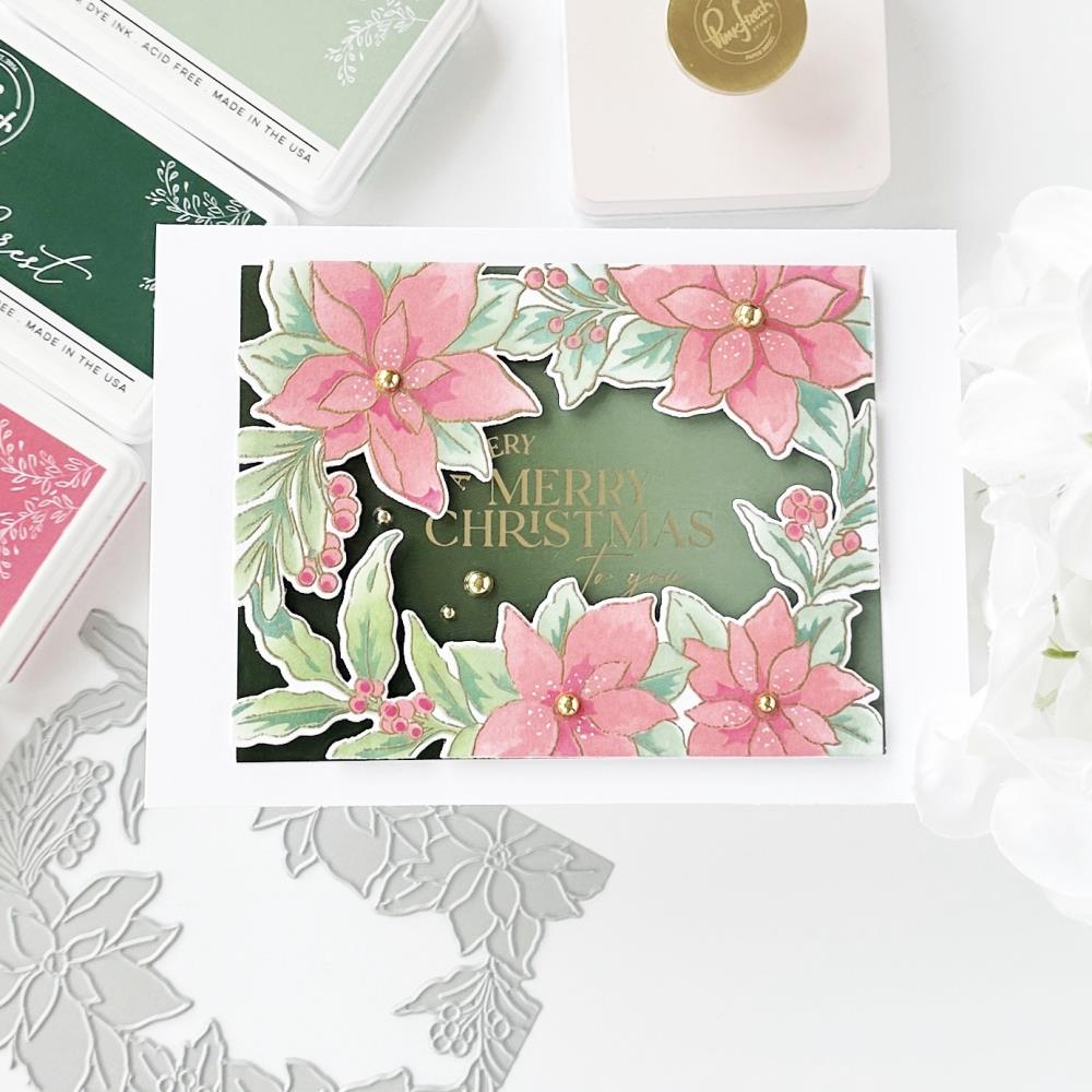 Pinkfresh Studio Press Plate - Poinsettia Frame