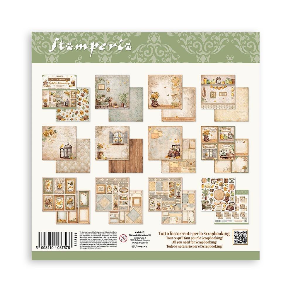 Stamperia Double-Sided Paper Pad 8x8 - Golden Harmony