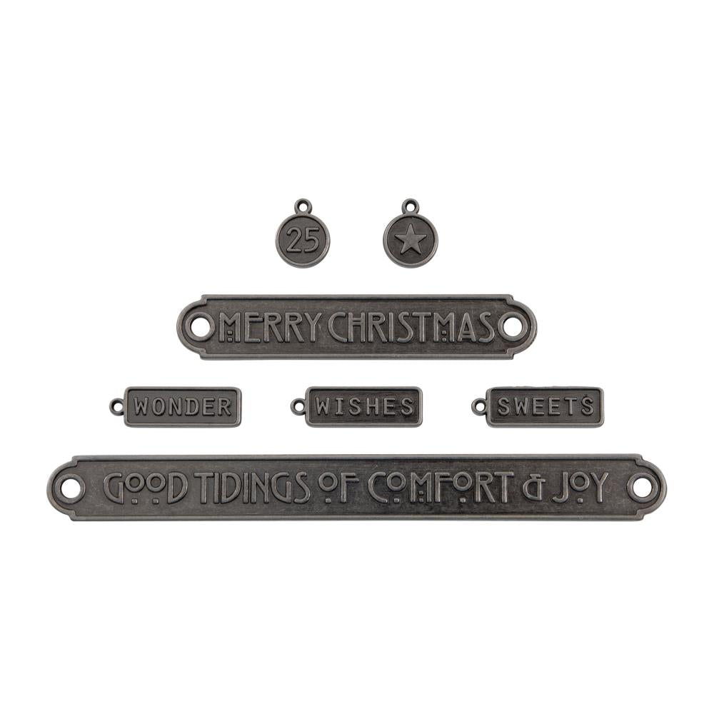 Idea-Ology Metal - Word Plaques Tags Christmas Noel