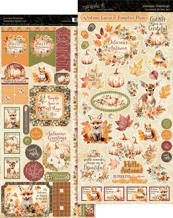 Graphic 45 Cardstock Stickers - Autumn Greetings