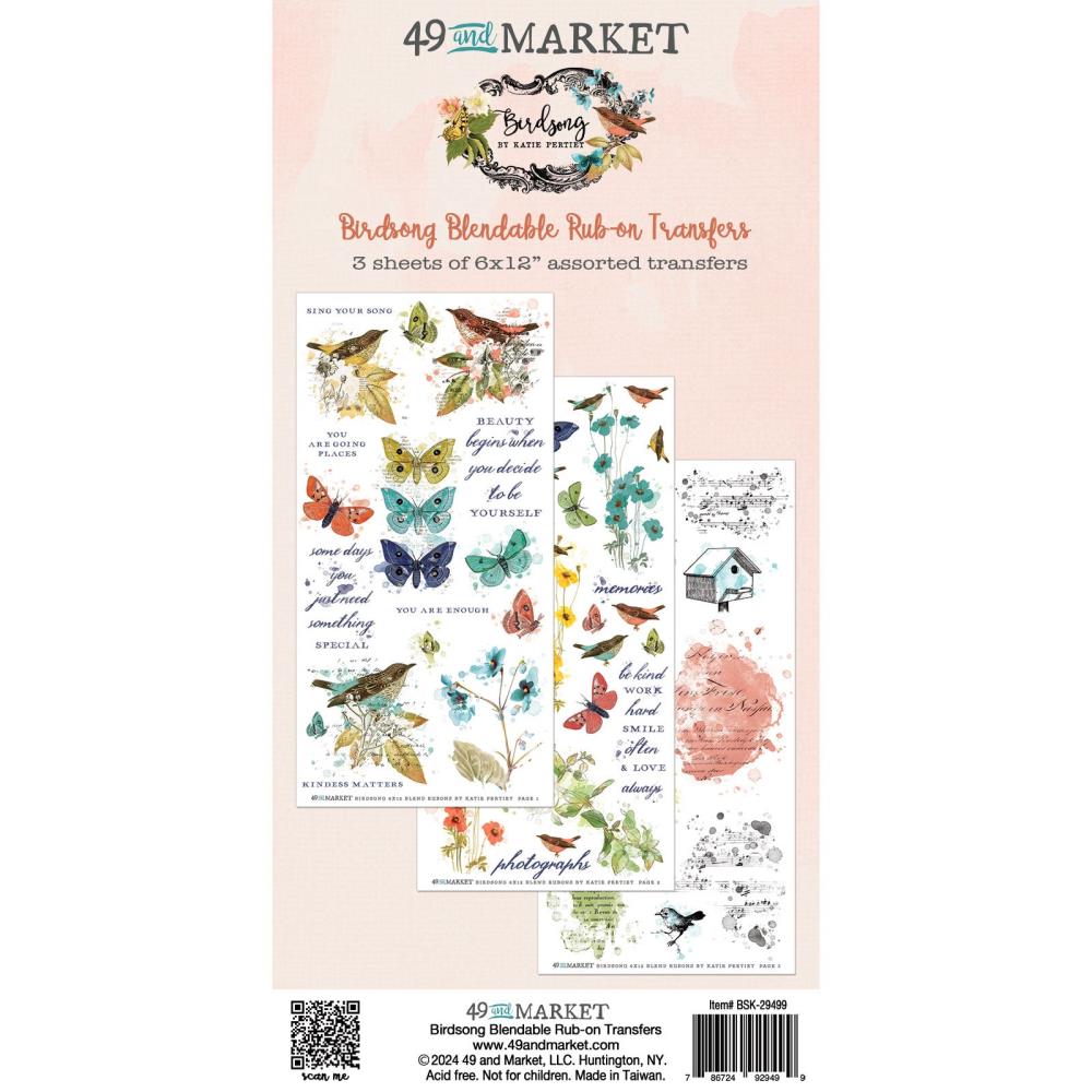 49 And Market Rub-On Transfer Set - Blendable Birdsong