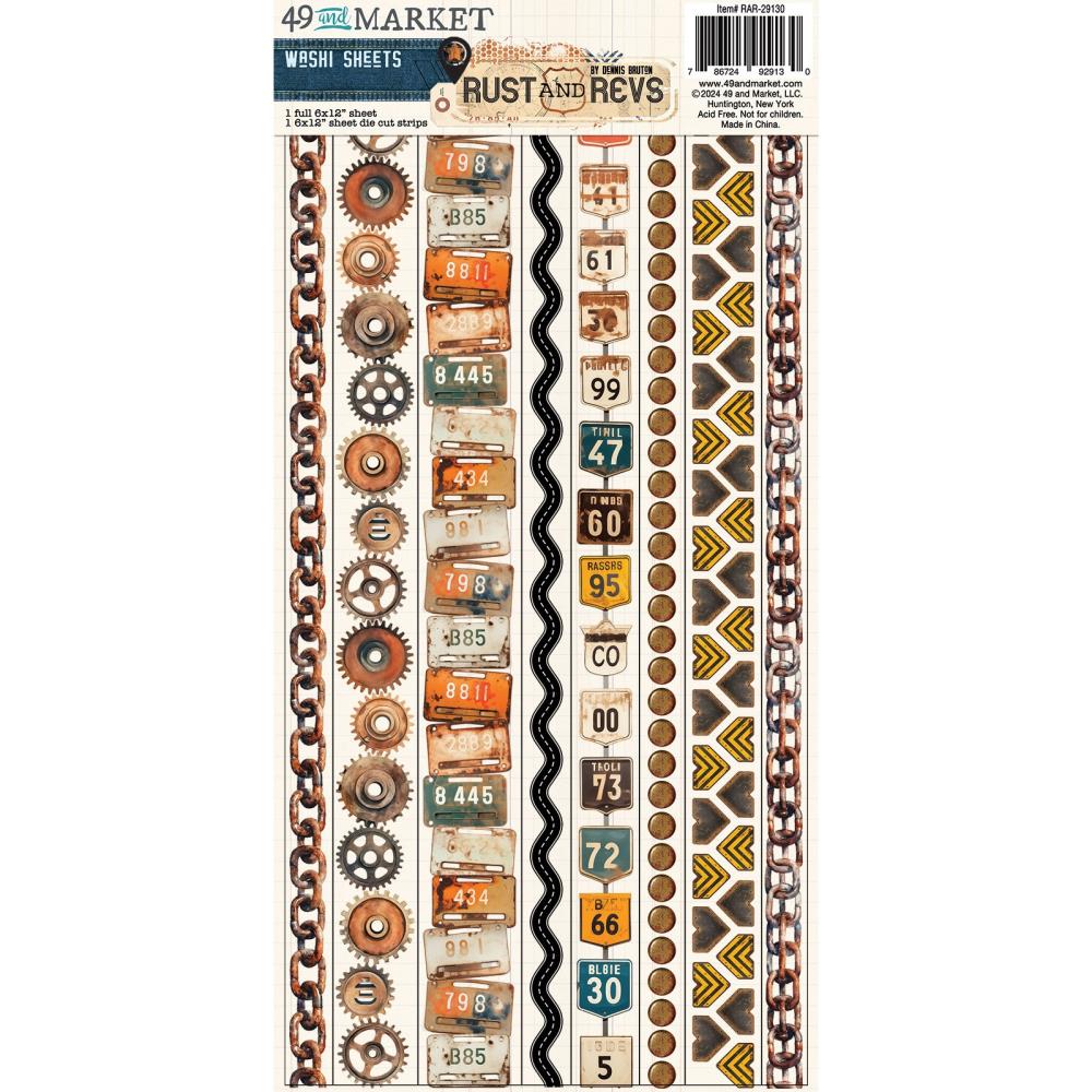 49 And Market Washi Tape Sheet Set - Rust And Revs