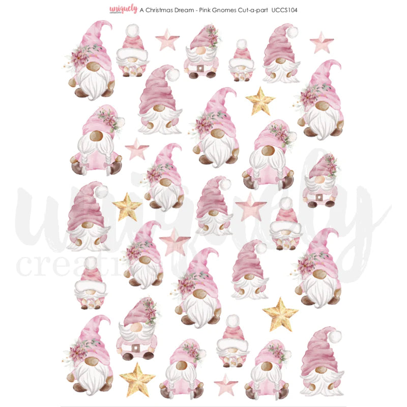 Uniquely Creative - Cut-A-Part Sheet - A Christmas Dream Pink Gnomes