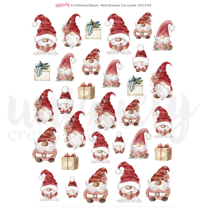 Uniquely Creative - Cut-A-Part Sheet - A Christmas Dream Red Gnomes