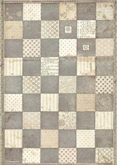 Stamperia Rice Paper Sheet A4 - Alice Chessboard