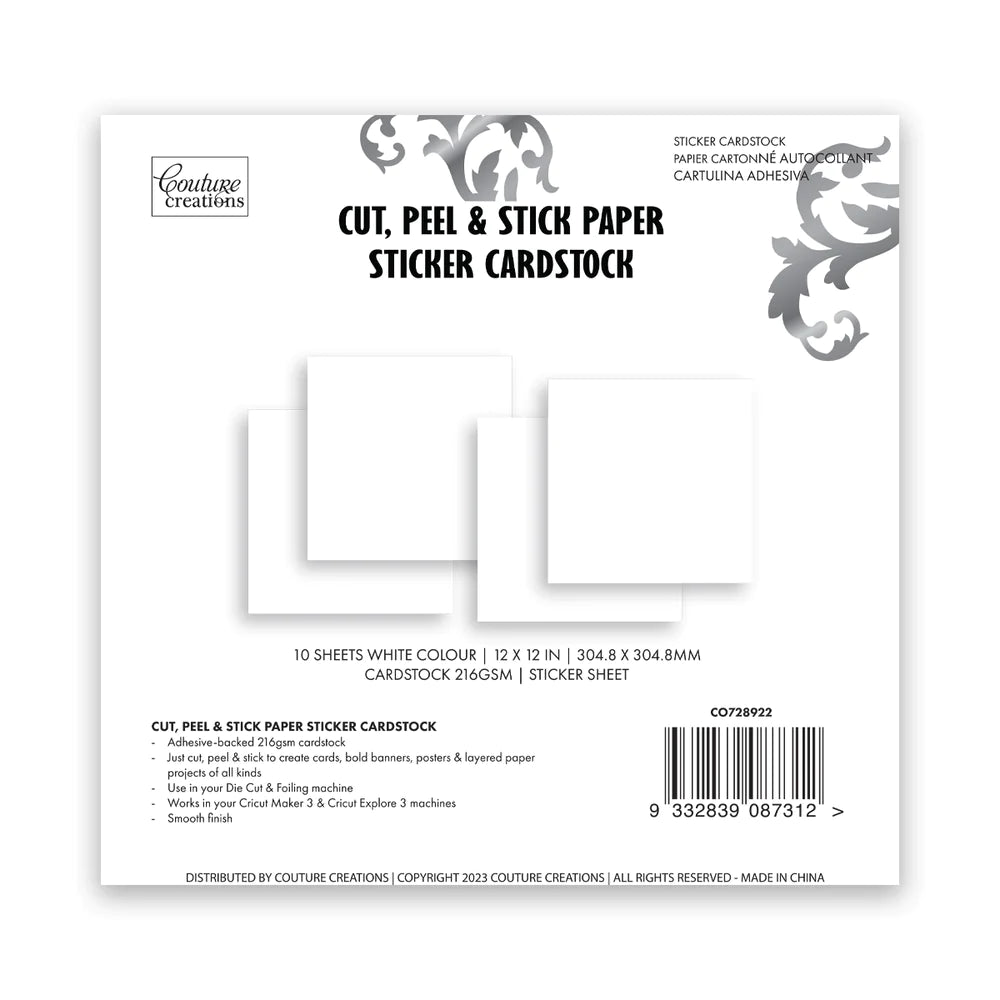 Cut Peel & Stick Paper Sticker Cardstock - White - 12in x 12in