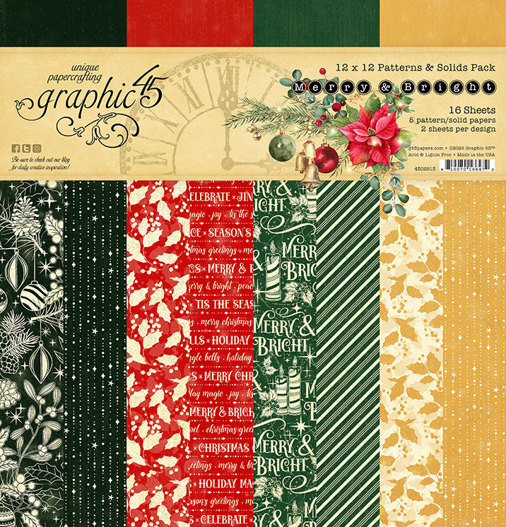 Graphic 45 - Collection Pack Patterns and Solids 12x12 - Merry & Bright