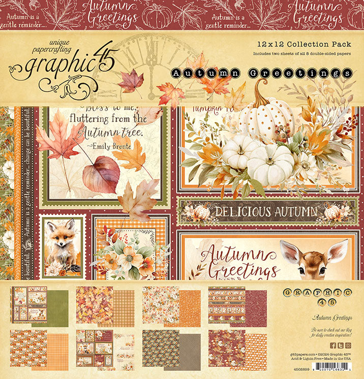 Graphic 45 Collection Pack 12x12 - Autumn Greetings