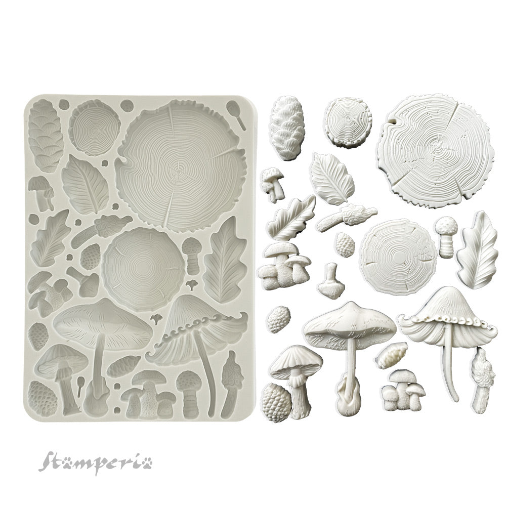 Stamperia Silicone Mould A5 - Golden Harmony Wood And Mushrooms