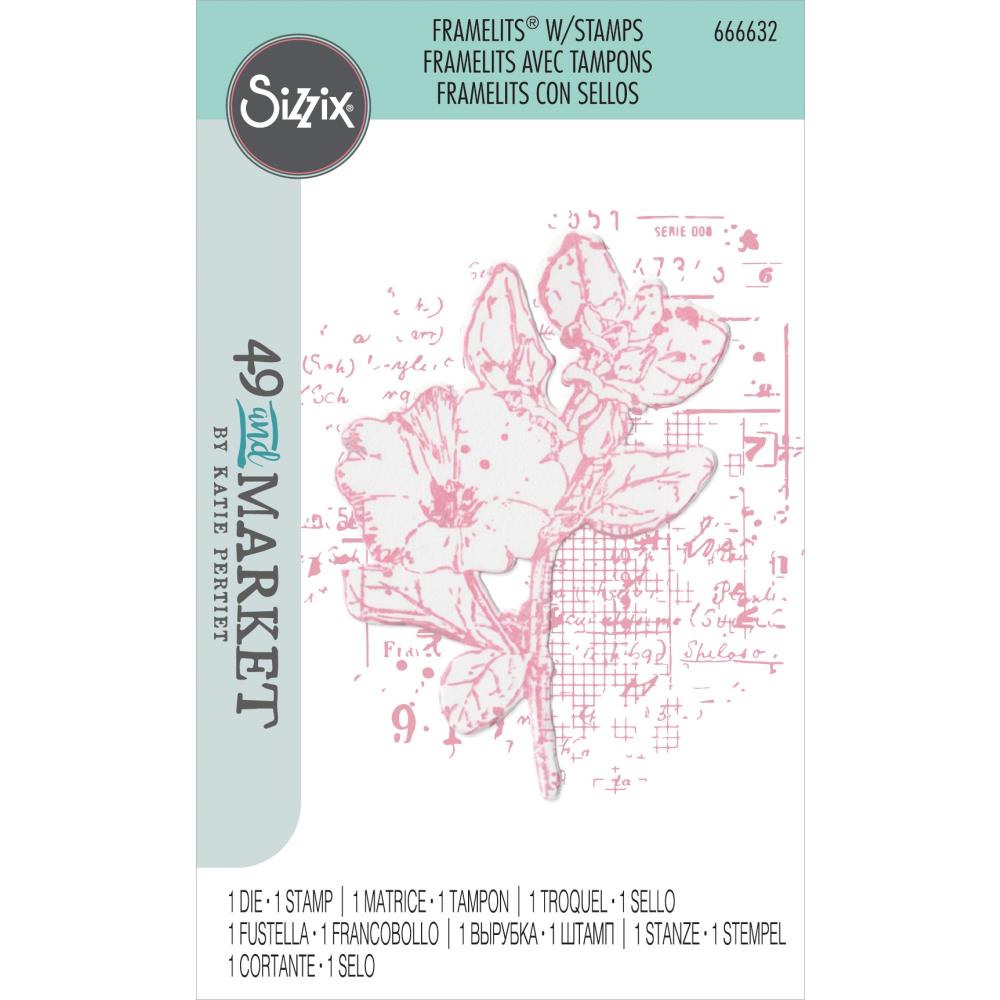 Sizzix Framelits Die & Stamp Set By 49 & Market -  Floral Mix Cluster