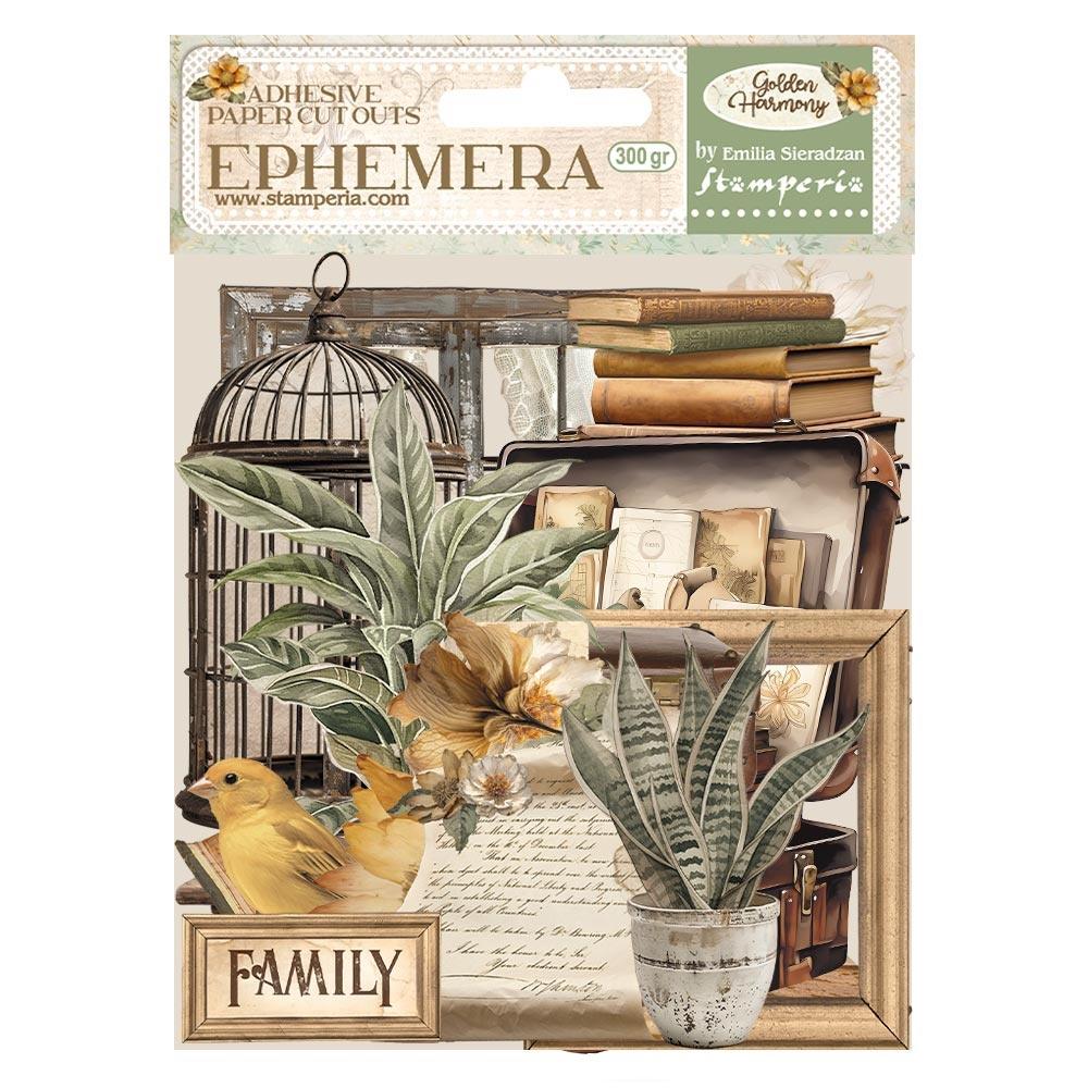 Stamperia Cardstock Ephemera Adhesive Paper Cut Outs - Golden Harmony