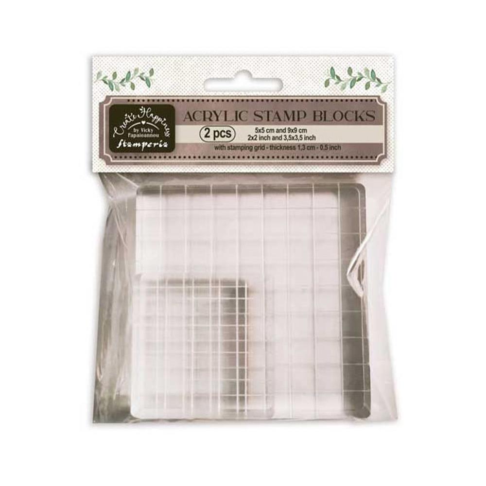 Stamperia Create Happiness Acrylic Stamp Blocks 2pk