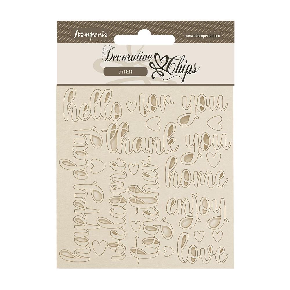 Stamperia Decorative Chips - Godlen Harmony Writings