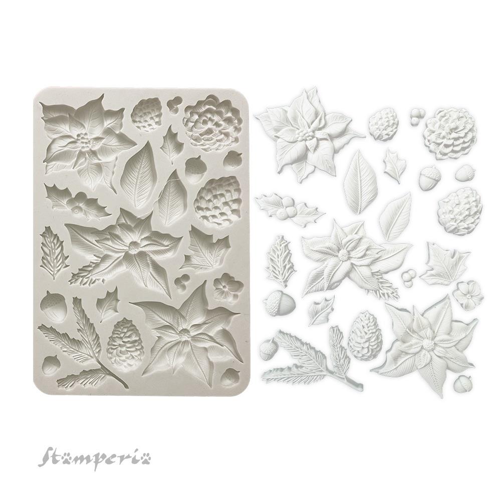 Stamperia Silicone Mould A5 - The Nutcracker Poinsettia And Pinecones