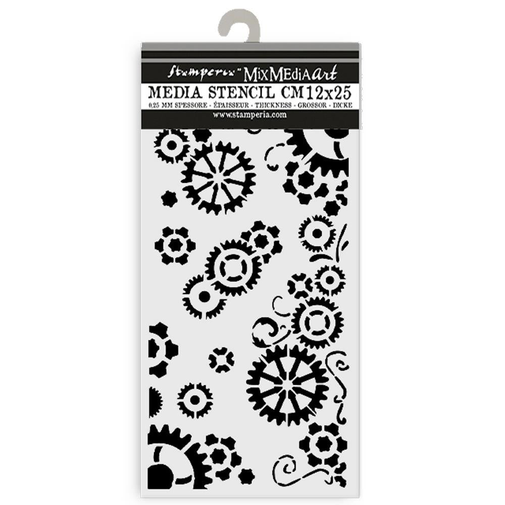 Stamperia Stencil 12cm x 25cm - Gear Up For Christmas Gears