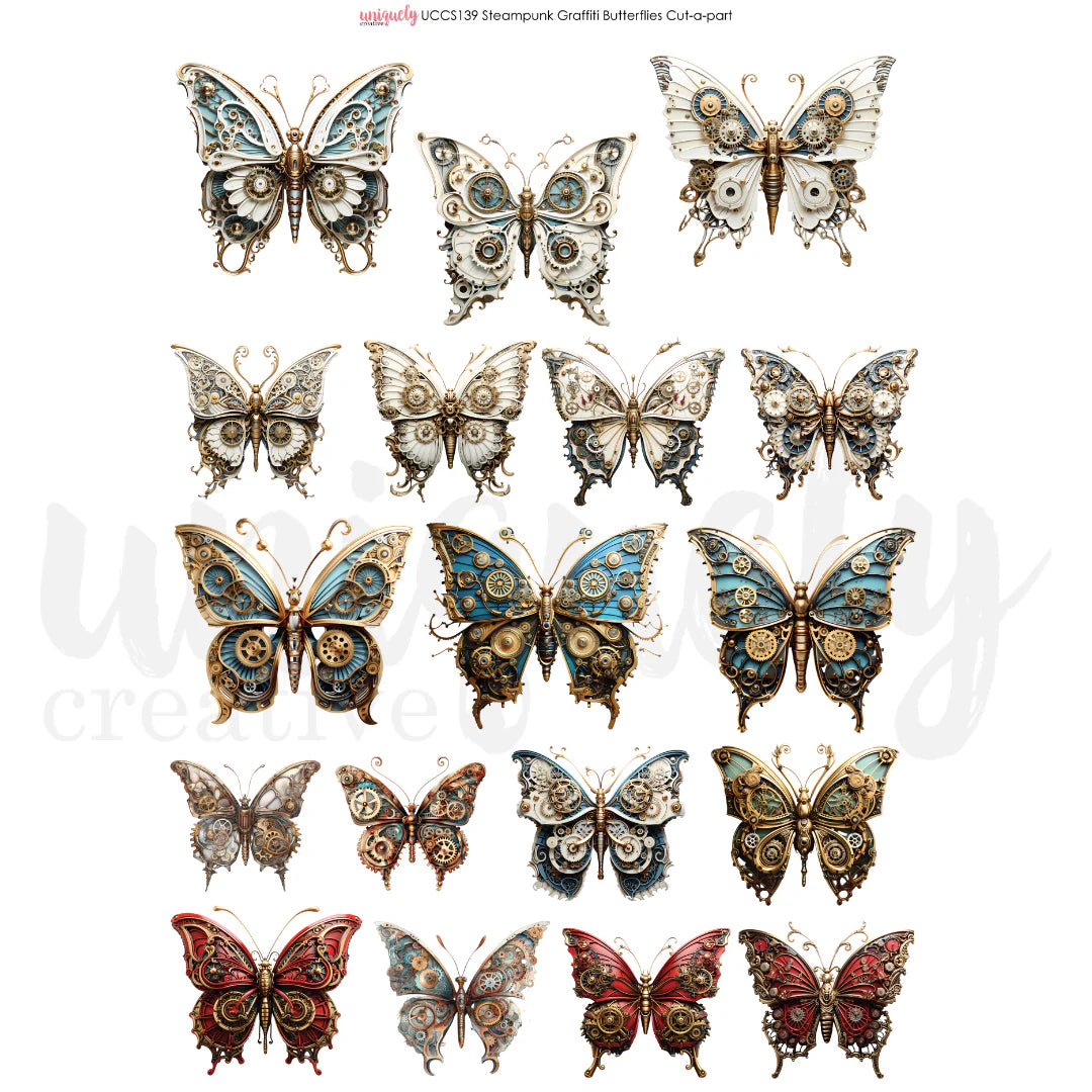 Uniquely Creative - Cut-A-Part Sheet - Steampunk Graffiti Butterflies