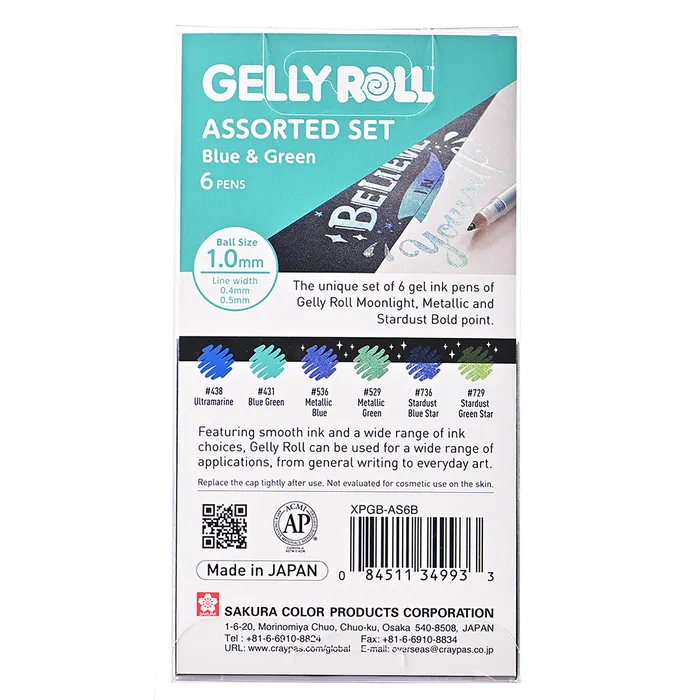 Sakura Gelly Roll - Blue and Green Assorted 6pc Set