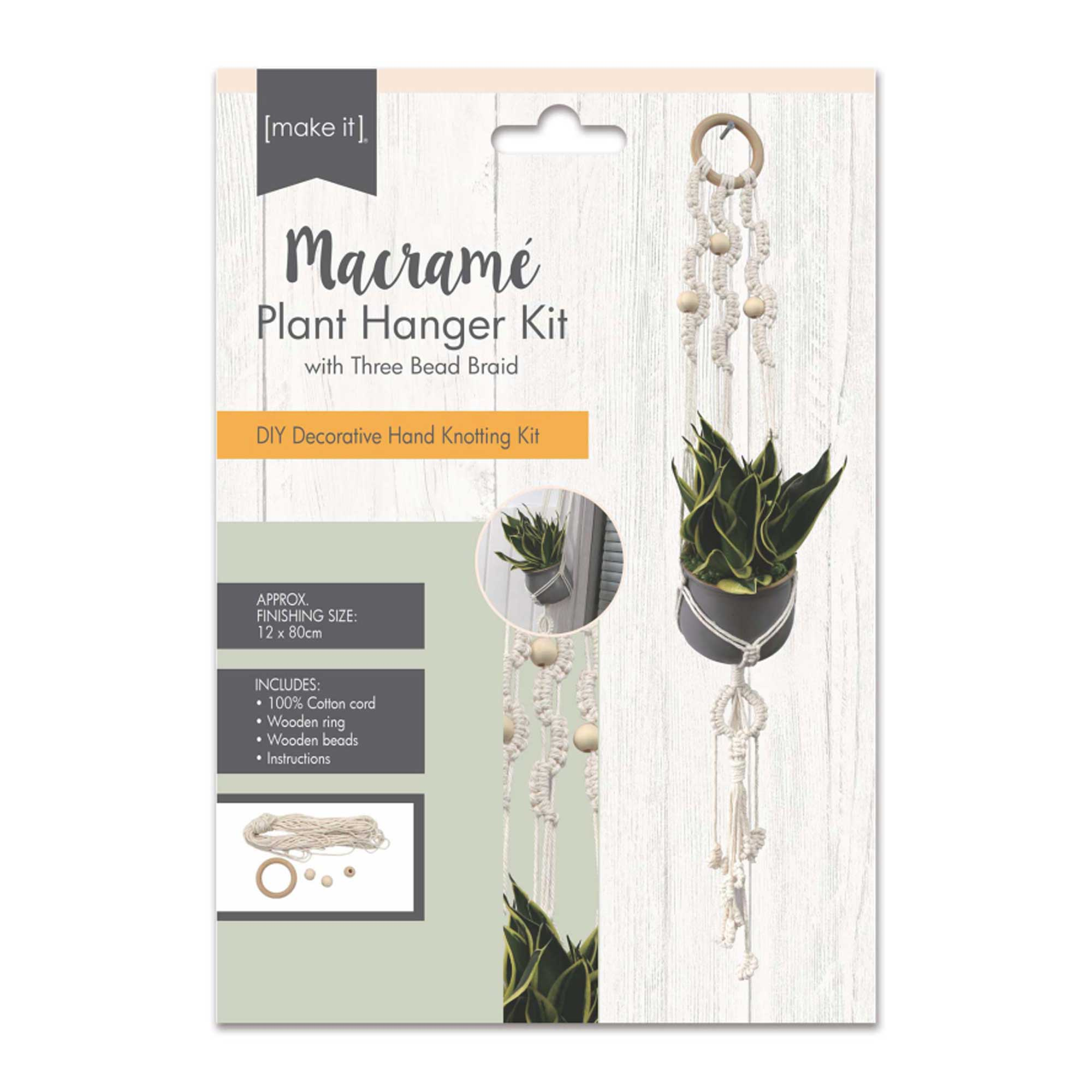 Macrame Plant Hanger Kit - 3 Bead Braid