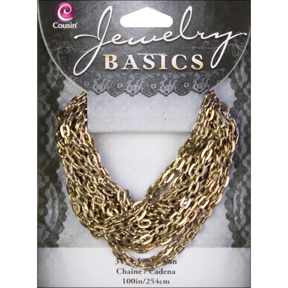 Jewelry Basics Metal Chain - Antique Gold Small Oval