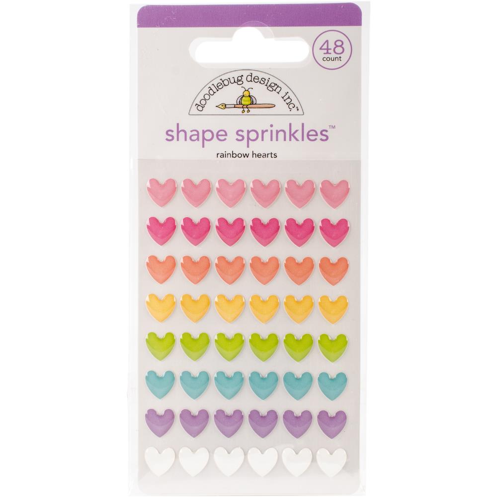 Doodlebug Sprinkles Adhesive Glossy Enamel Shapes - Rainbow Hearts