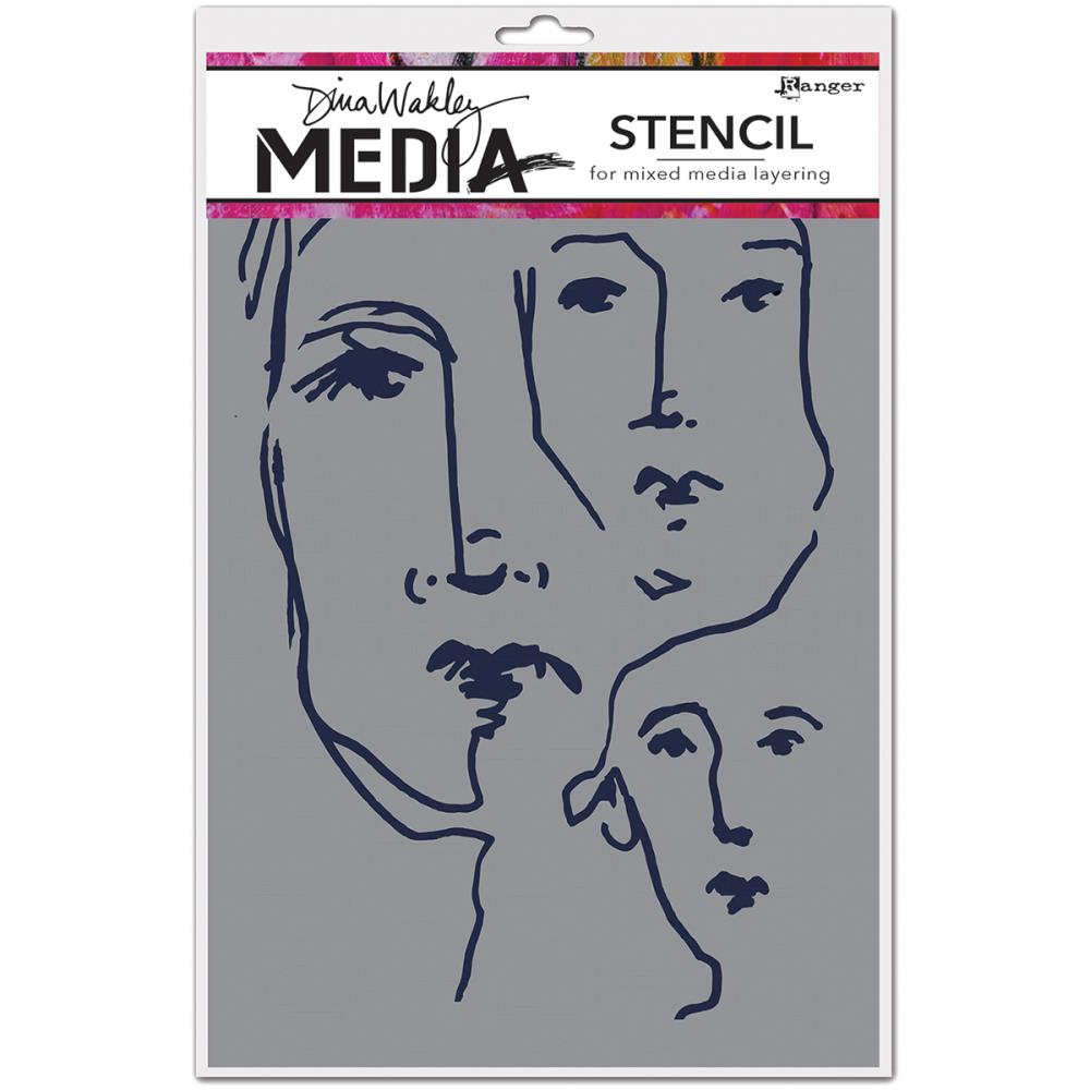 Dina Wakley Media Stencils - Scribbled Faces