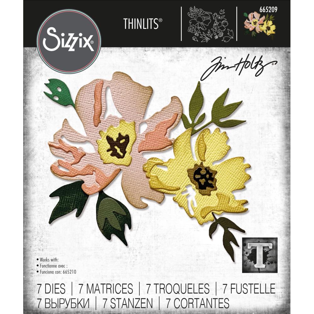 Sizzix Thinlits Dies By Tim Holtz - Brushstroke Flowers 1