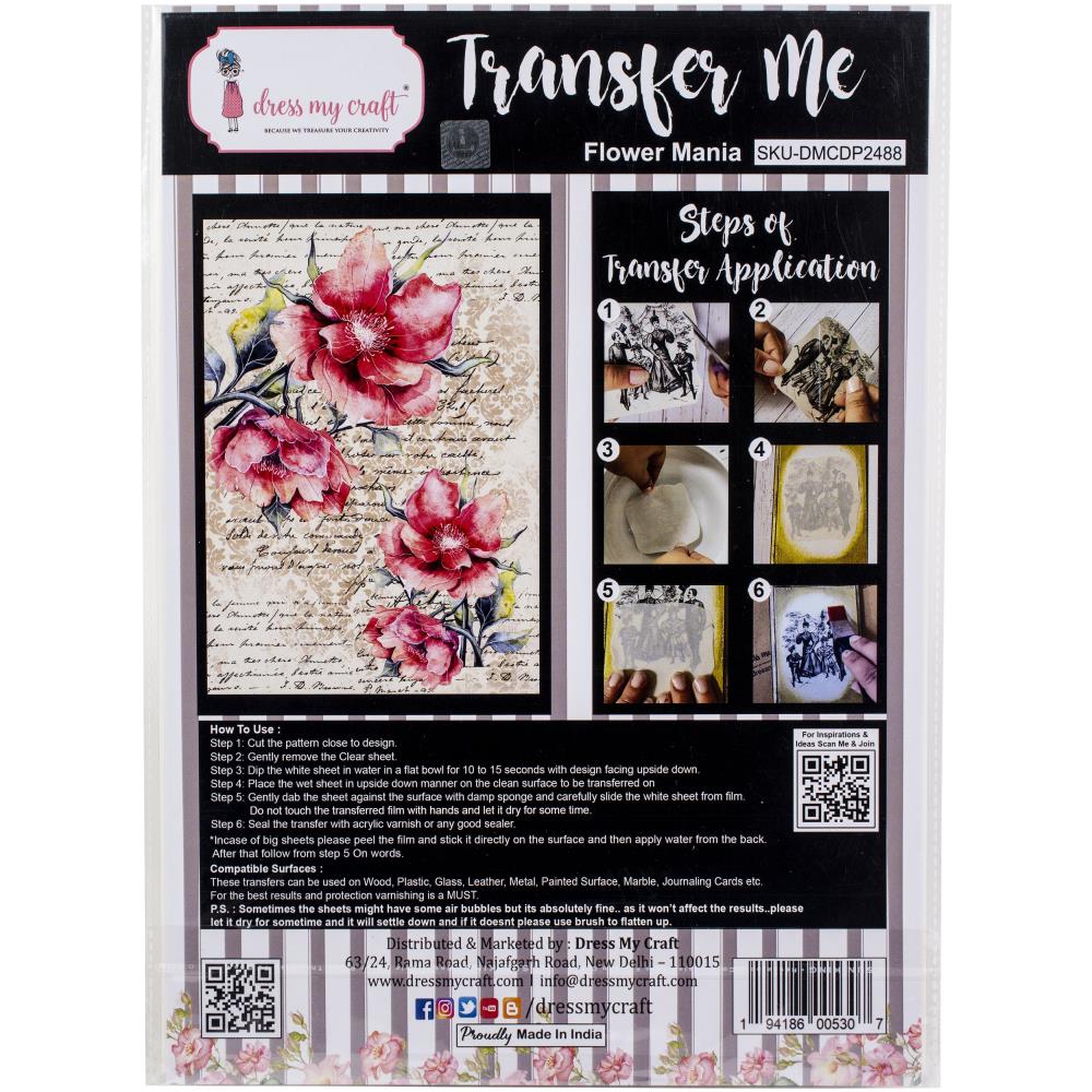 Dress My Craft Transfer Me Sheet A4 - Flower Mania