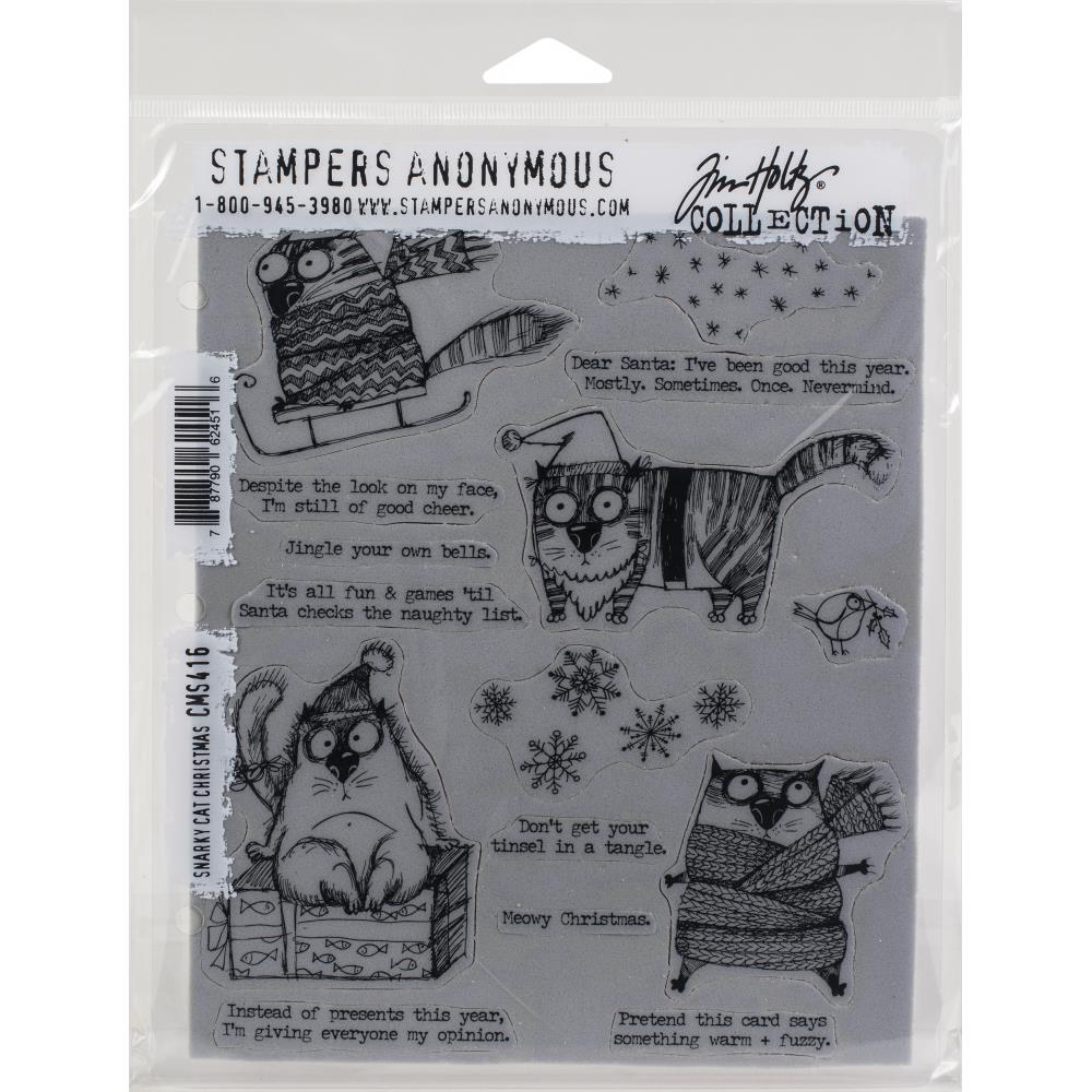 Tim Holtz Cling Stamps - Snarky Cat Christmas