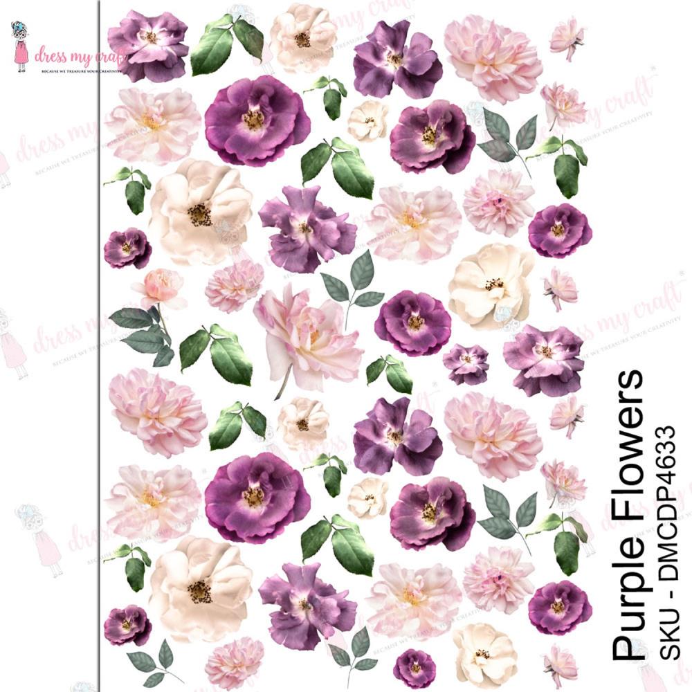 Dress My Craft Transfer Me Sheet A4 - Purple Flowers