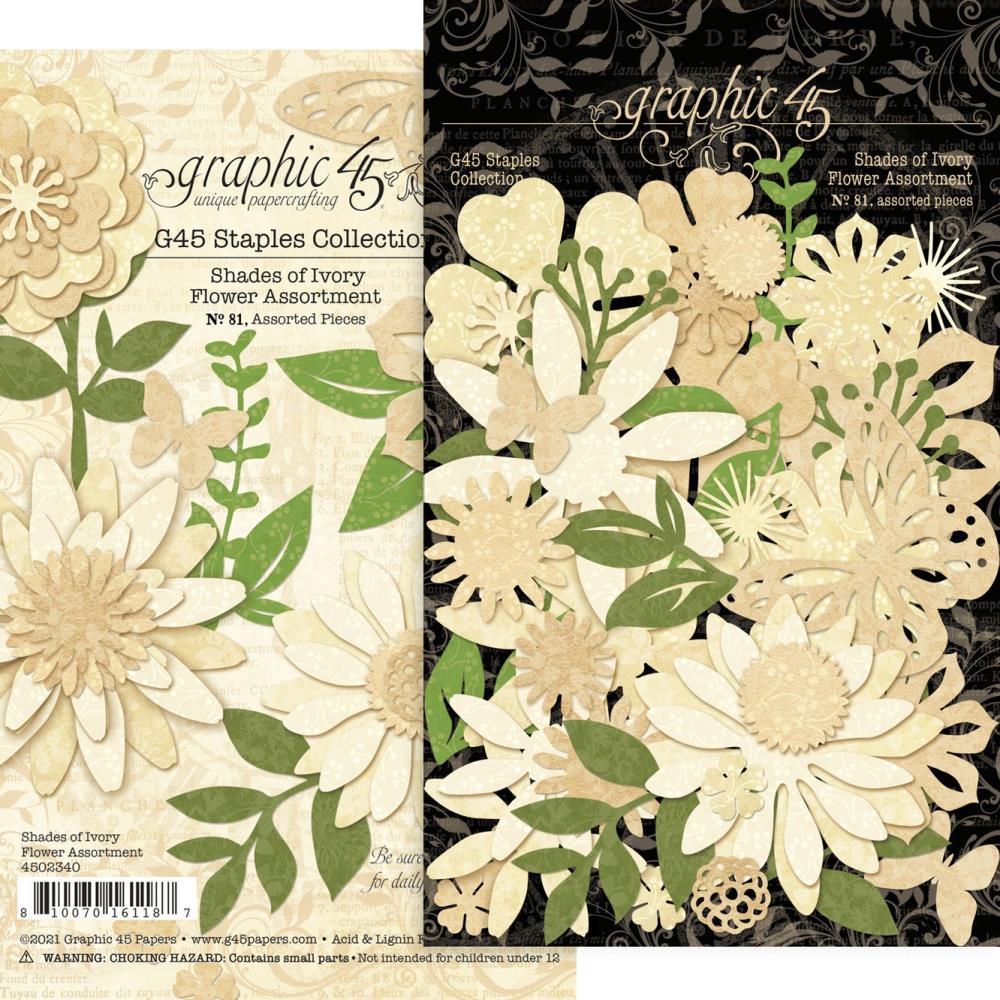 Graphic 45 Staples Flower Assortment - Shades Of Ivory