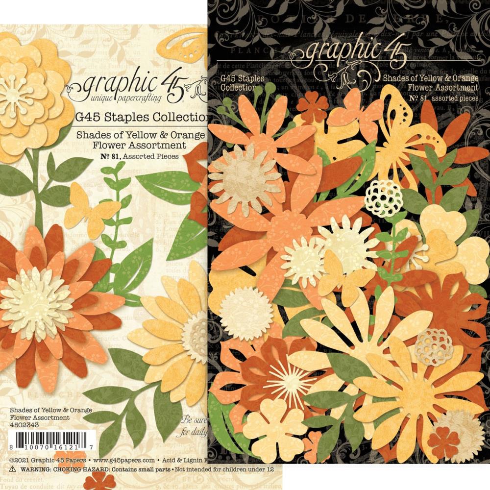 Graphic 45 Staples Flower Assortment - Shades Of Yellow & Orange