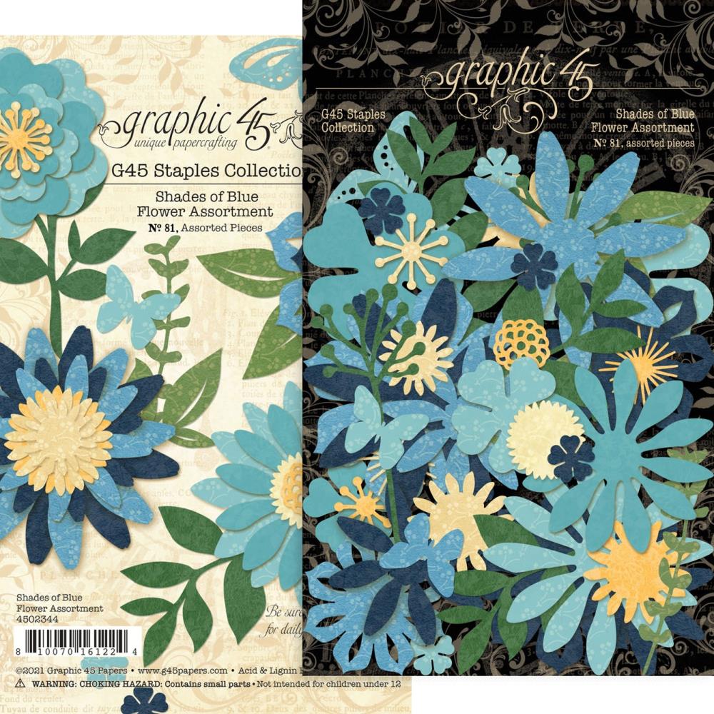 Graphic 45 Staples Flower Assortment - Shades Of Blue