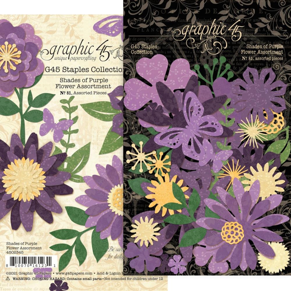 Graphic 45 Staples Flower Assortment - Shades Of Purple