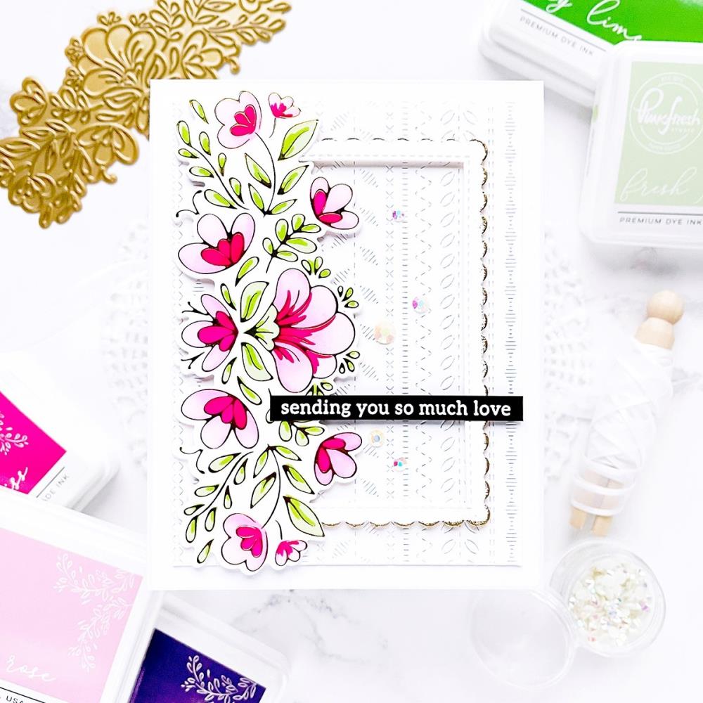 Pinkfresh Studio Stencils - Charming Floral Border Layering