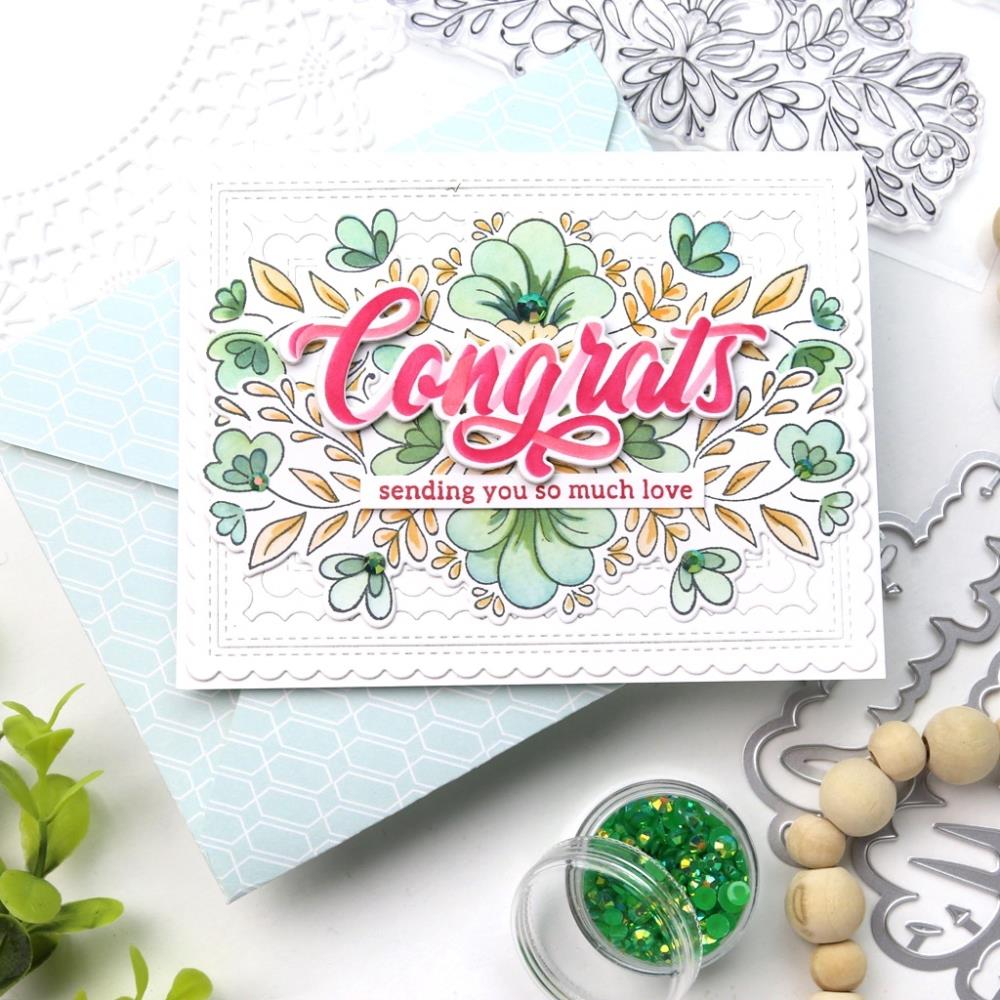 Pinkfresh Studio Stencils - Charming Floral Border Layering