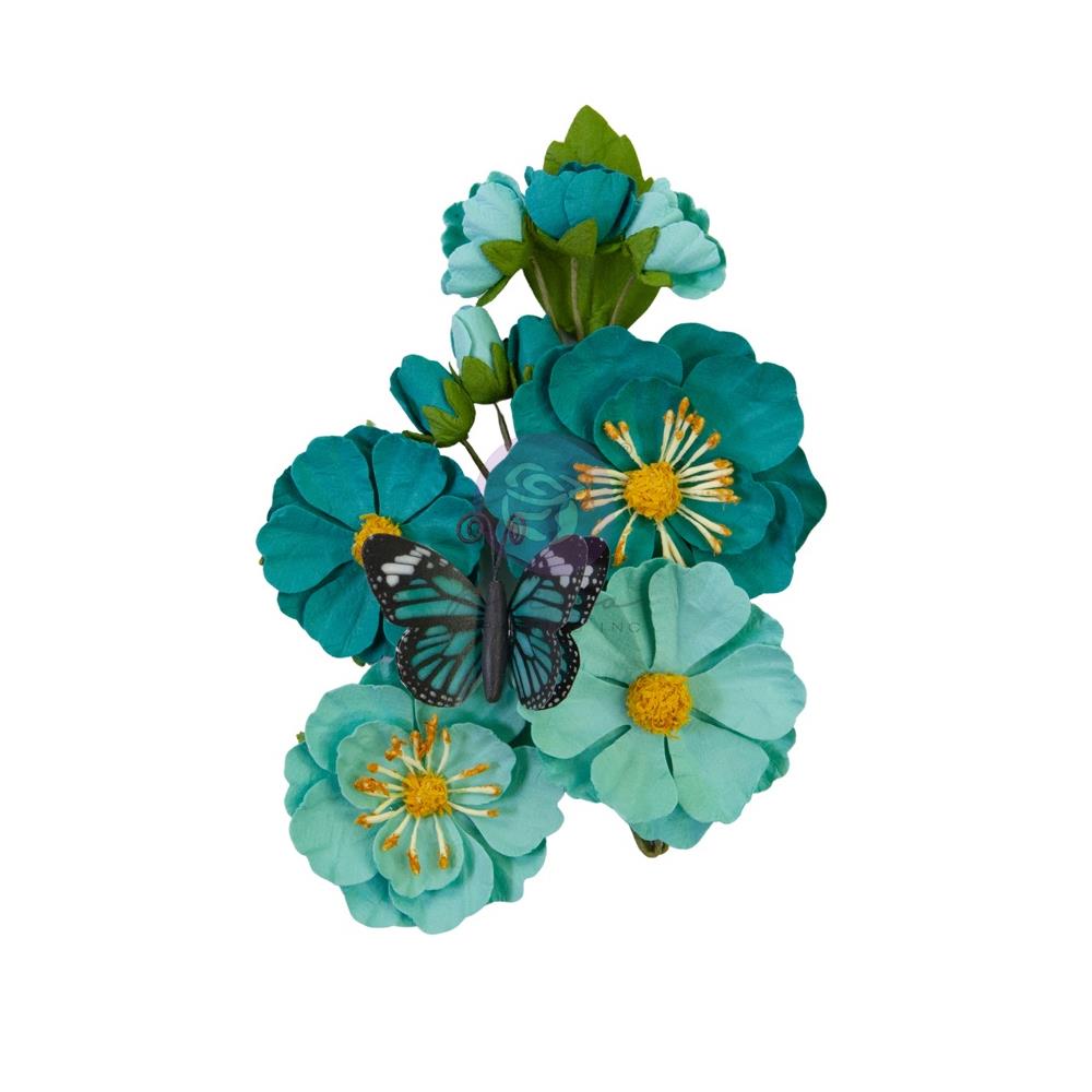 Prima Marketing Mulberry Paper Flowers - Teal Beauty/Majestic