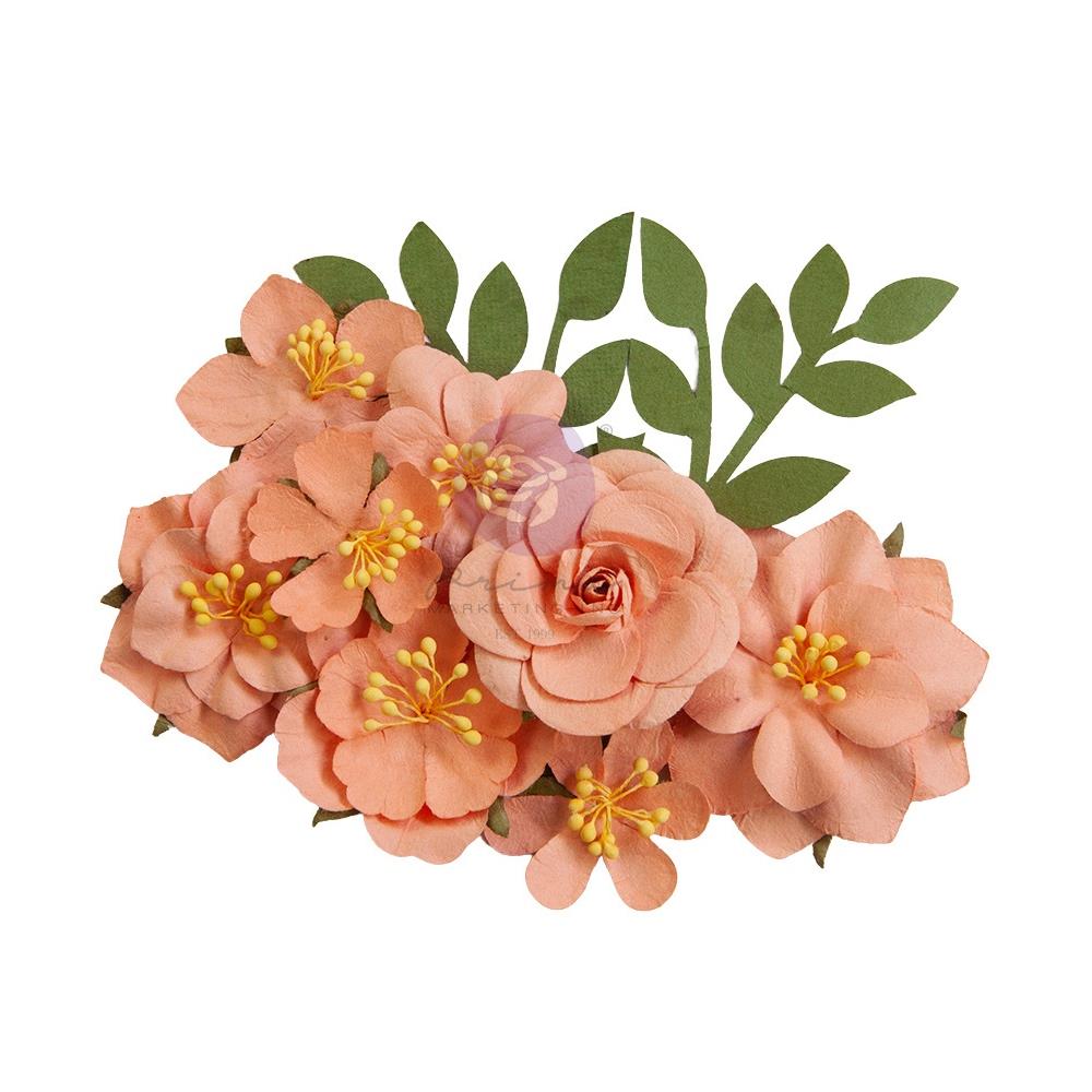 Prima Marketing Mulberry Paper Flowers - Orange Blossom Painted Floral