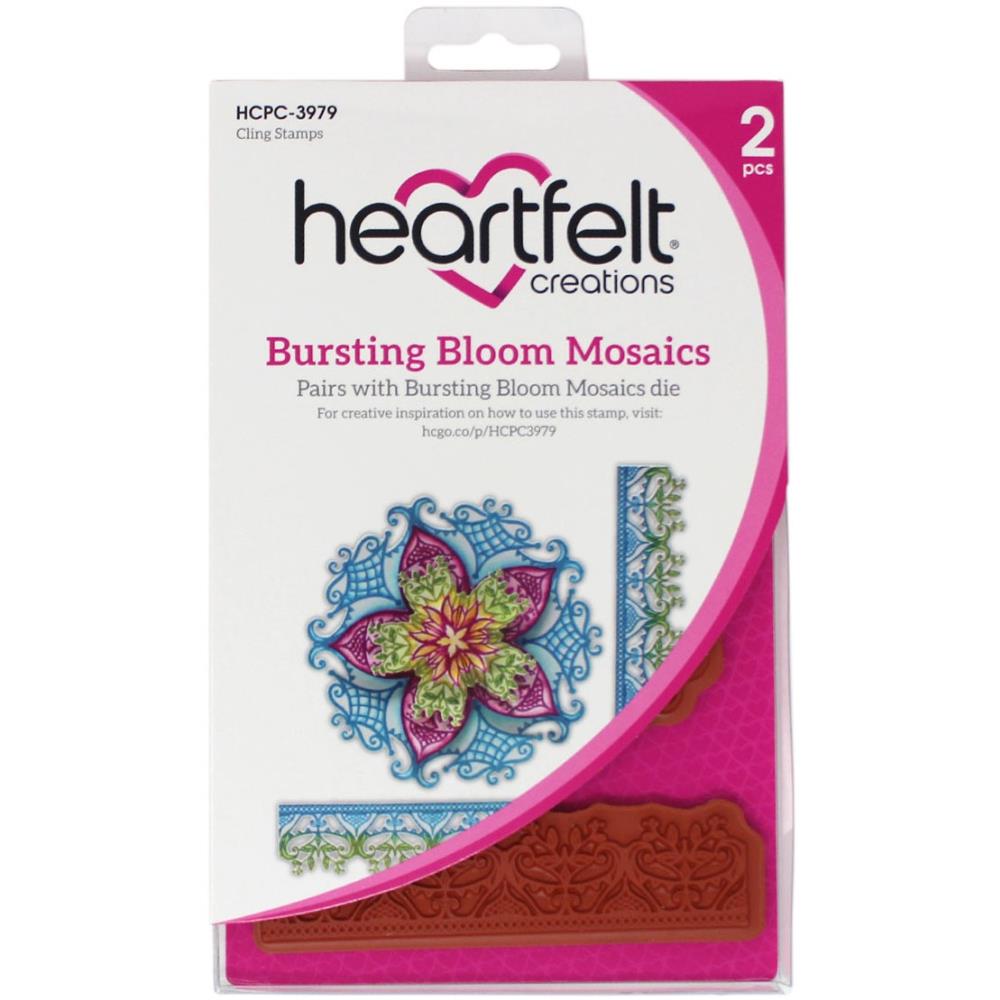 Heartfelt Creations Cling Rubber Stamp Set - Bursting Bloom Mosaics