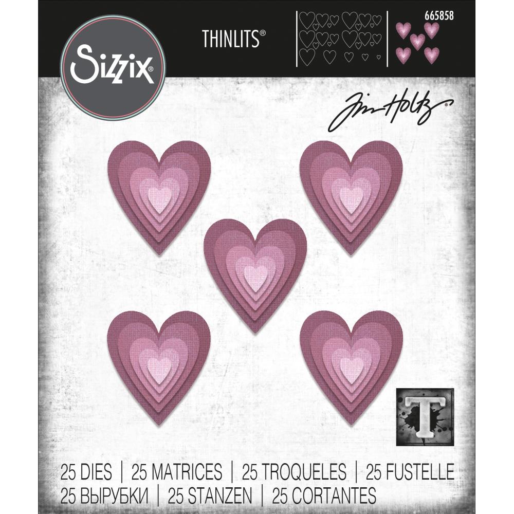 Sizzix Thinlits Dies By Tim Holtz - Stacked Tiles Hearts