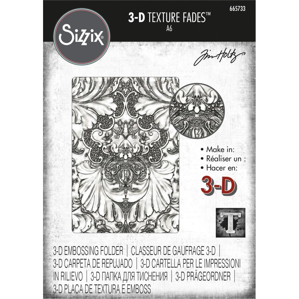Sizzix 3D Texture Fades Embossing Folder By Tim Holtz - Damask