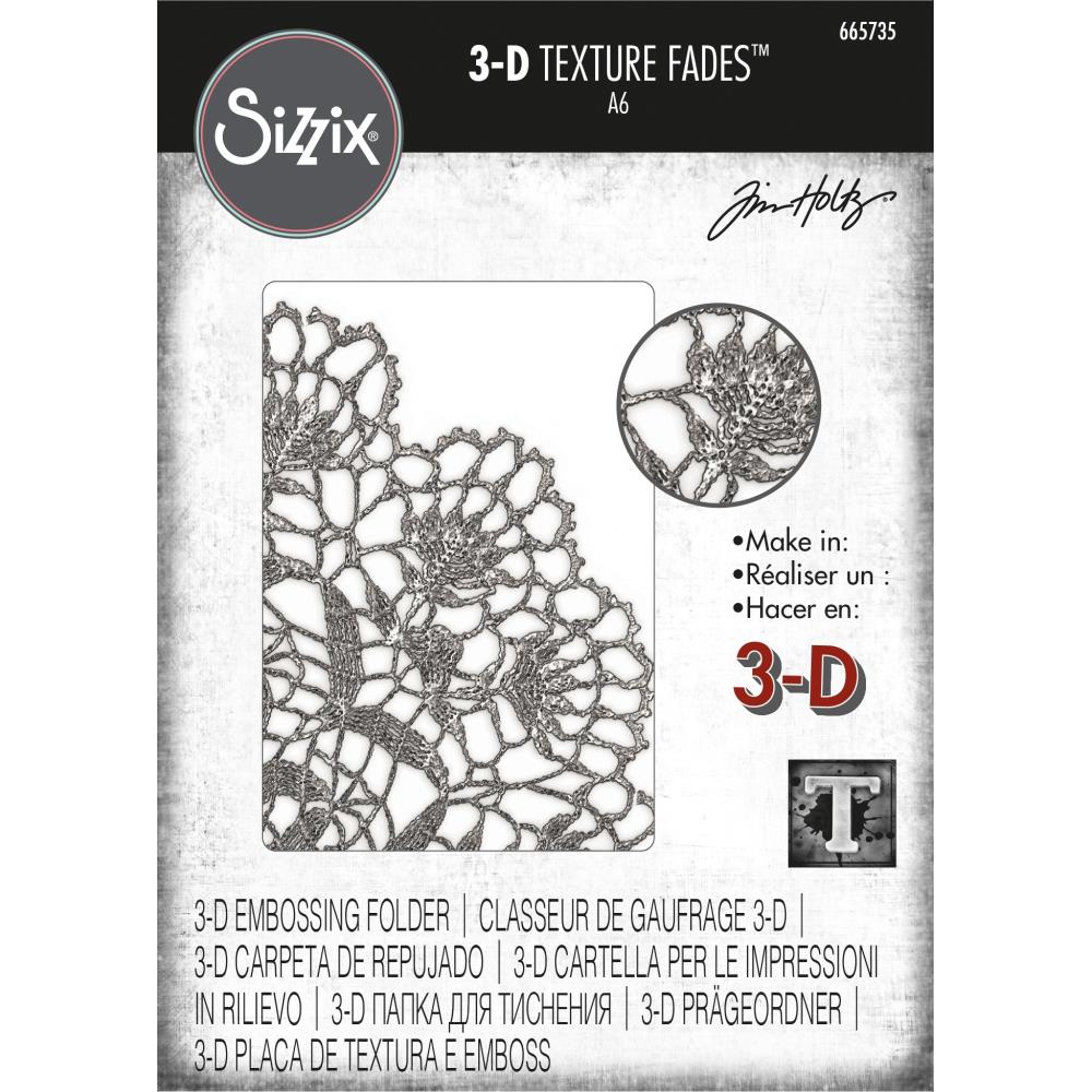 Sizzix 3D Texture Fades Embossing Folder By Tim Holtz - Doily