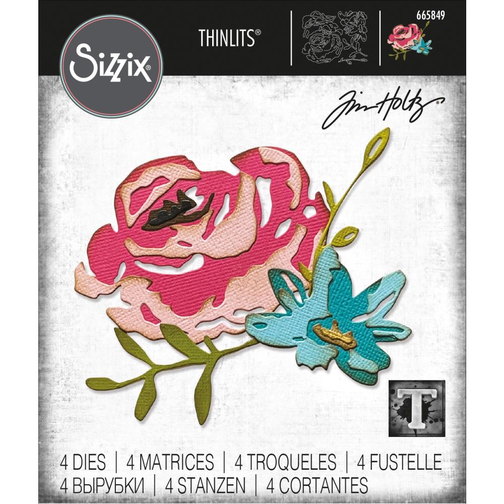 Sizzix Thinlits Dies By Tim Holtz - Brushstroke Flowers 4