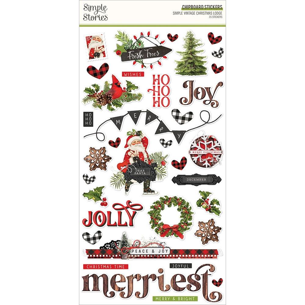 Simple Vintage Christmas Lodge Chipboard Stickers