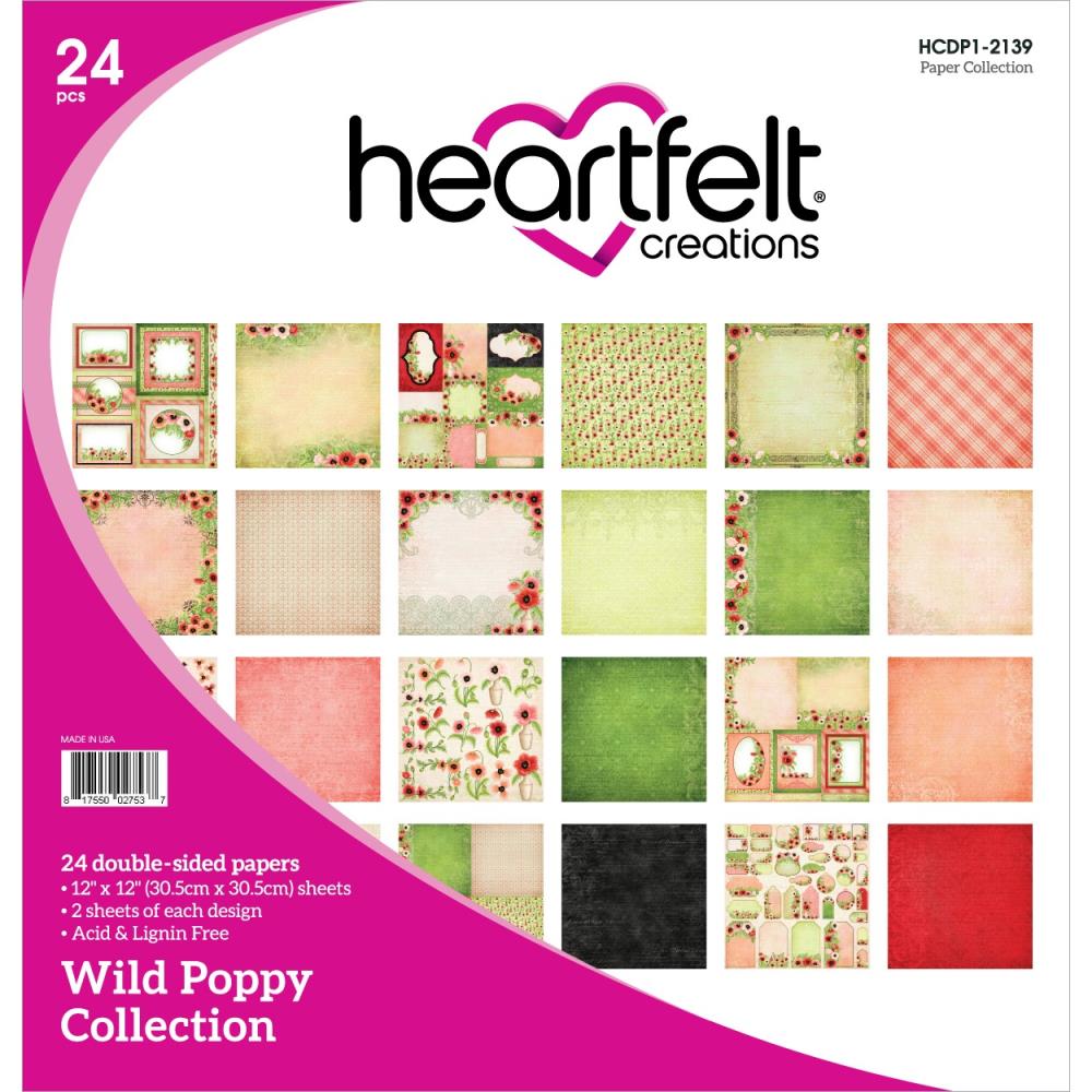 Heartfelt Creations Double-Sided Paper Pad 12x12 - Wild Poppy