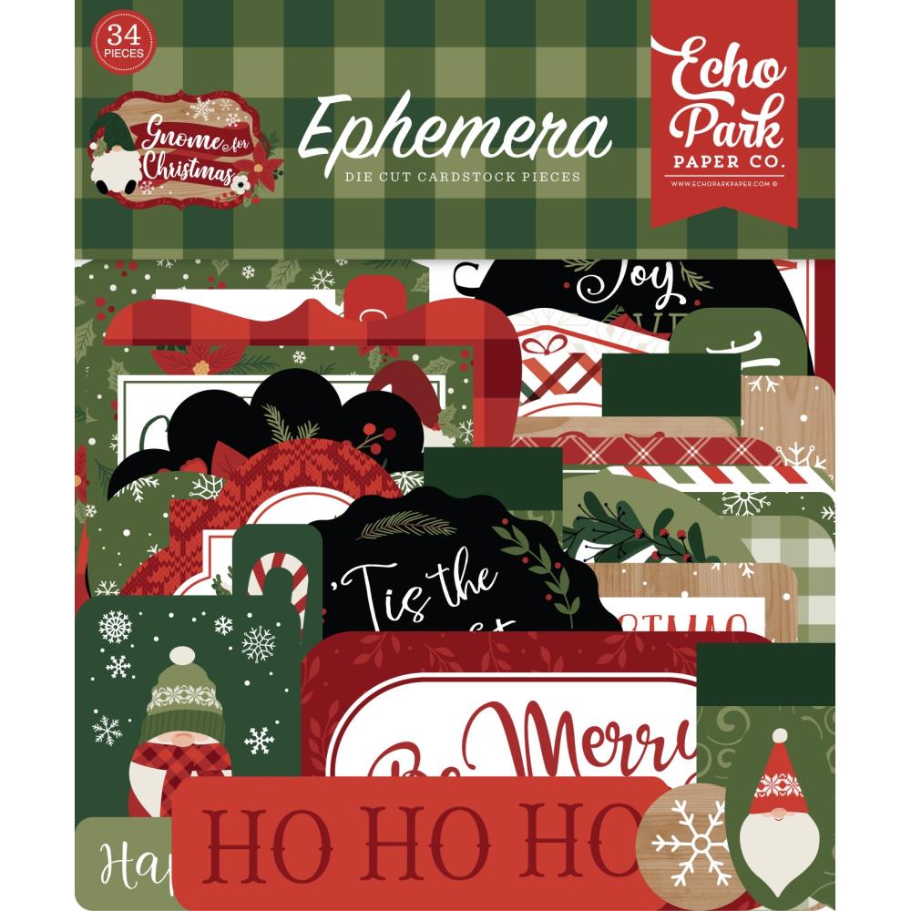 Echo Park Cardstock Ephemera - Icons Gnome For Christmas 34 Pack