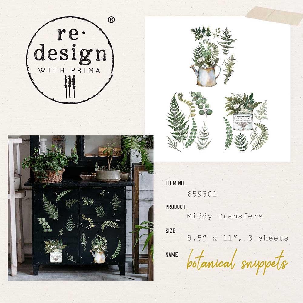 Prima Marketing Re-Design Decor Transfers - Middy- Botanical Snippets