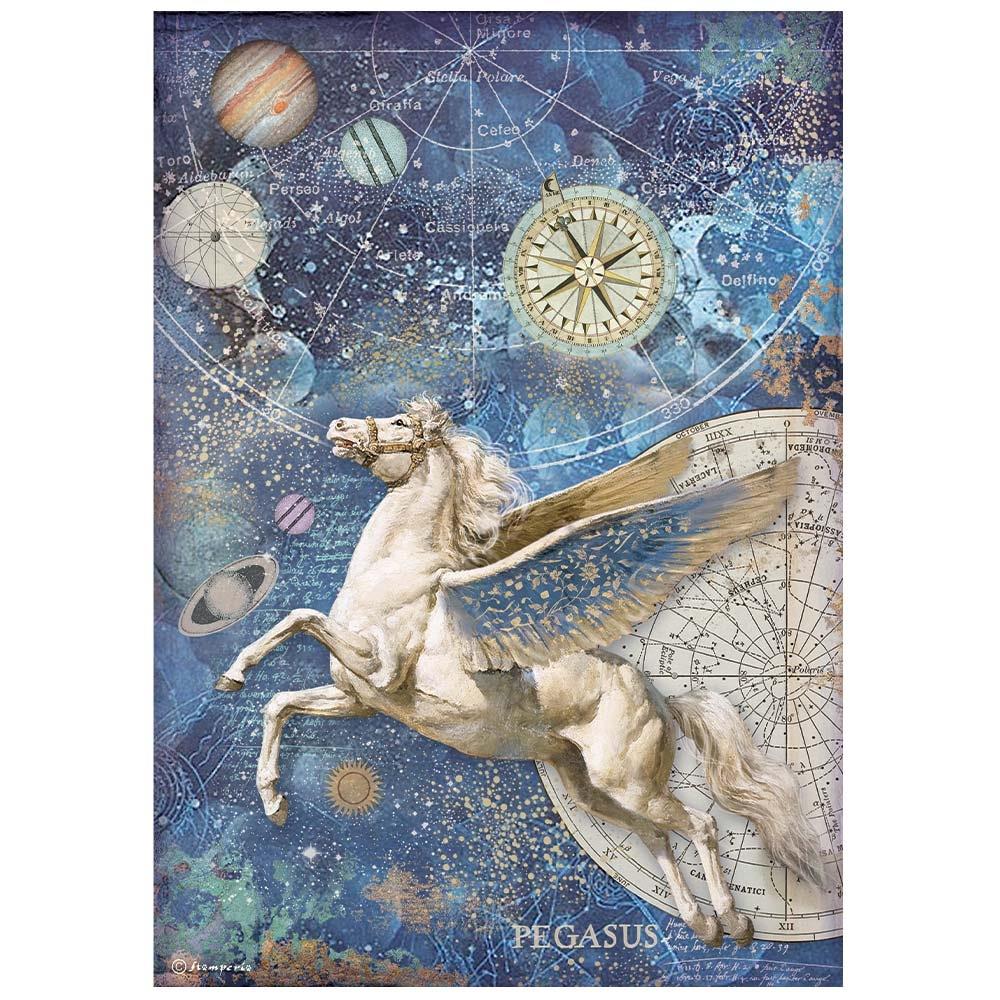 Stamperia Rice Paper Sheet A4 - Pegasus. Cosmos Infinity