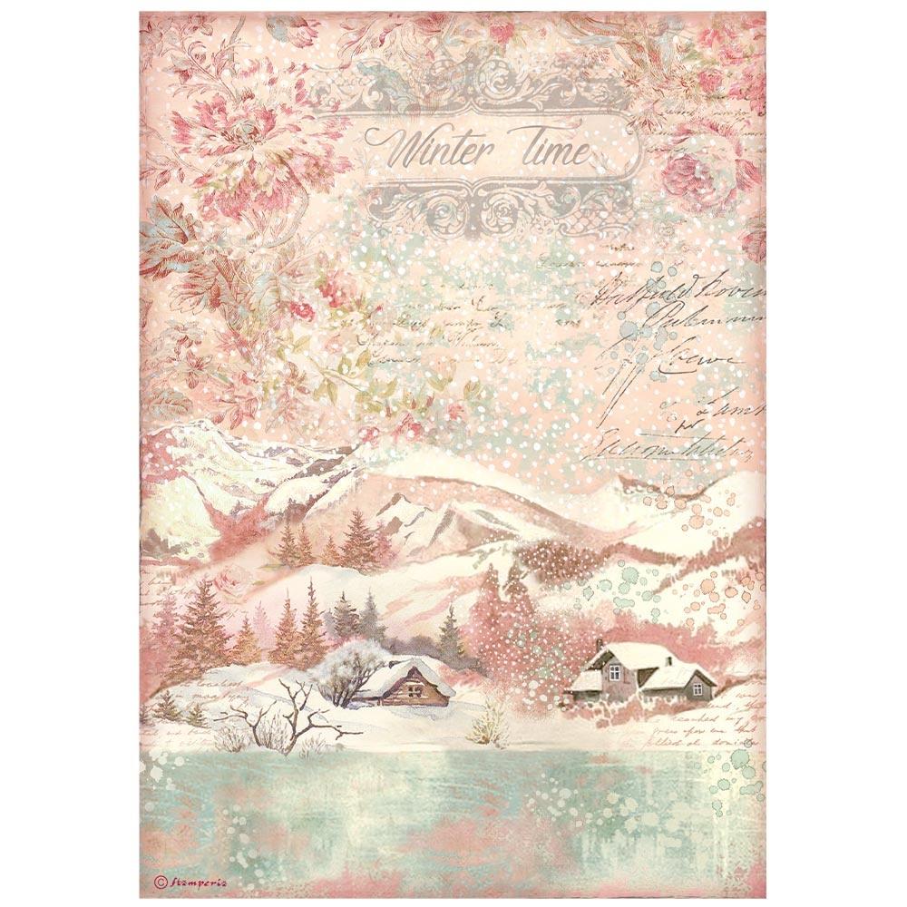 Stamperia Rice Paper Sheet A4 - Time - Sweet Winter